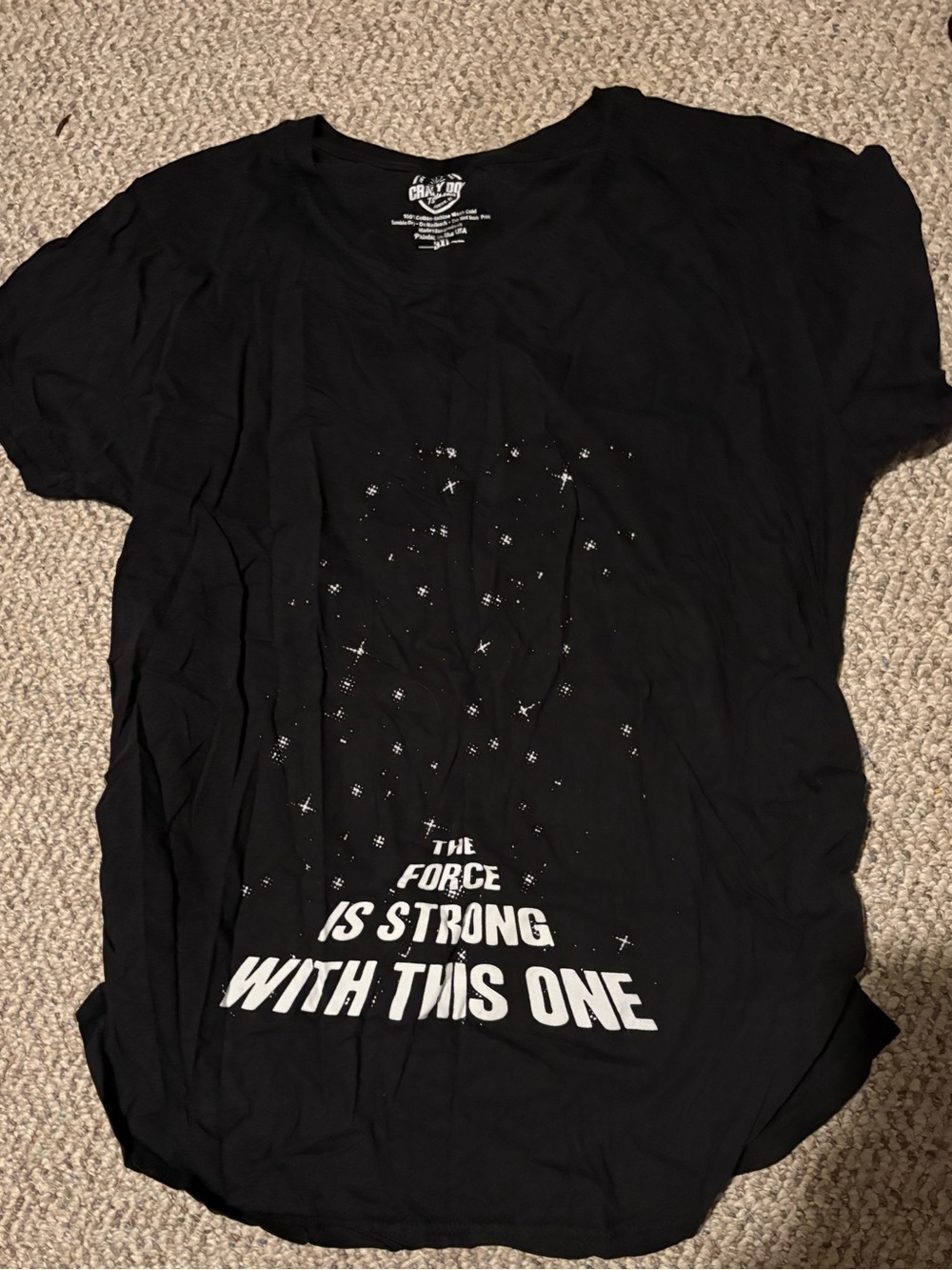 Women’s Maternity Tee 3X Black Star Wars- 'The Force Is Strong With This One'
